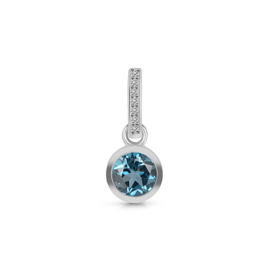 London Blue & White Topaz Pendant-(LBTZ-SP-958.)